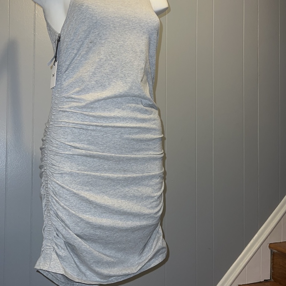Grey Ruched Bodycon Dress - Picture 5 of 7